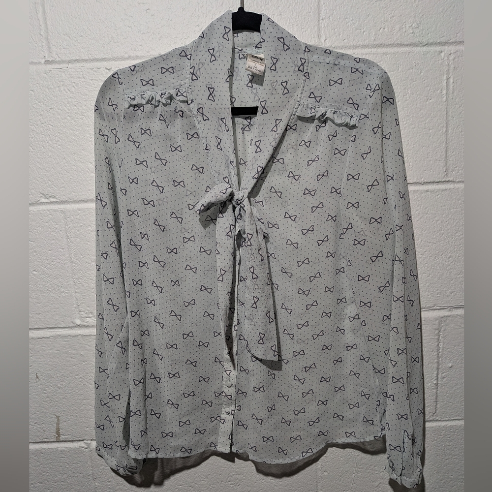 Disney x LC Minnie Mouse Tie Front Secretary Blouse